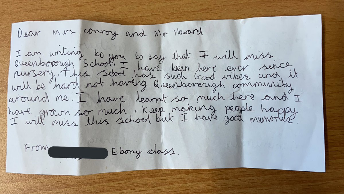 BarbaraConroy4's tweet photo. It was lovely to receive this message today from one of our Year 6 pupils. Love the bit about ‘good vibes’ and couldn’t have put it better myself! #proud https://t.co/3PYNu9TK6l