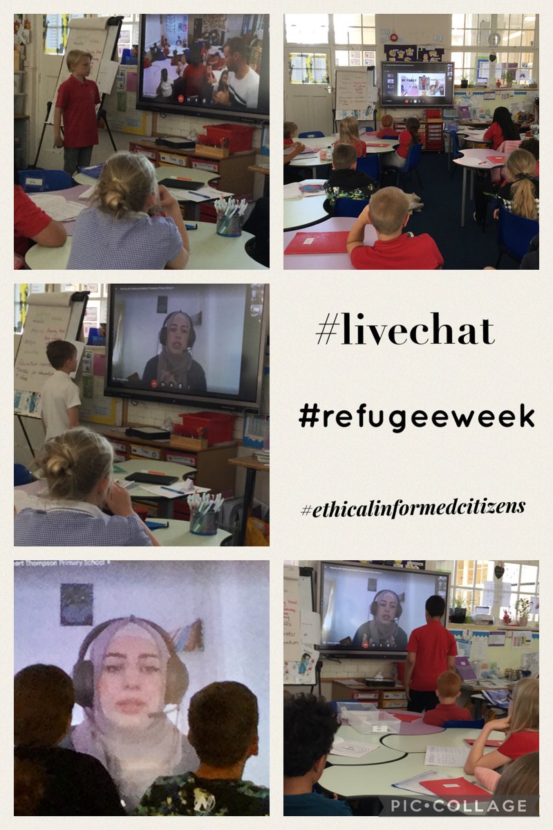 HTPS_MissKemble's tweet photo. Manorbier participated in an active discussion using lots of thinking and questioning skills.Thank you so much to everyone involved for an informative, engaging Q &amp; A Web chat. @HTPSMrs_Graham @HTPSchool #RefugeeWeek2021 @OasisCDF @NaTakallam @QFIntl https://t.co/wxeL91WVus