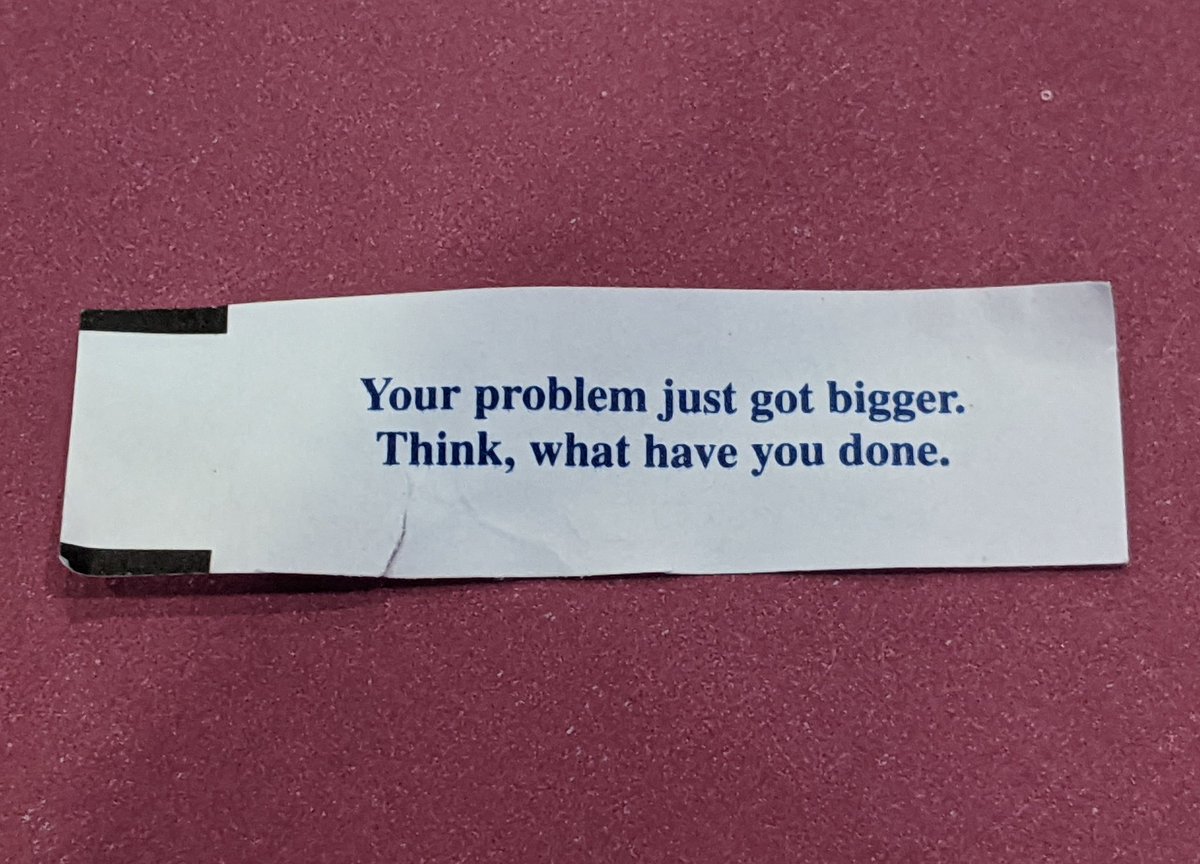 JeffTaylorFL's tweet photo. We've had a rough week starting with a car accident, broken bone from a fall, lightning damage... and now I think my fortune cookie is trying to extort me. https://t.co/tixsHzUJT7
