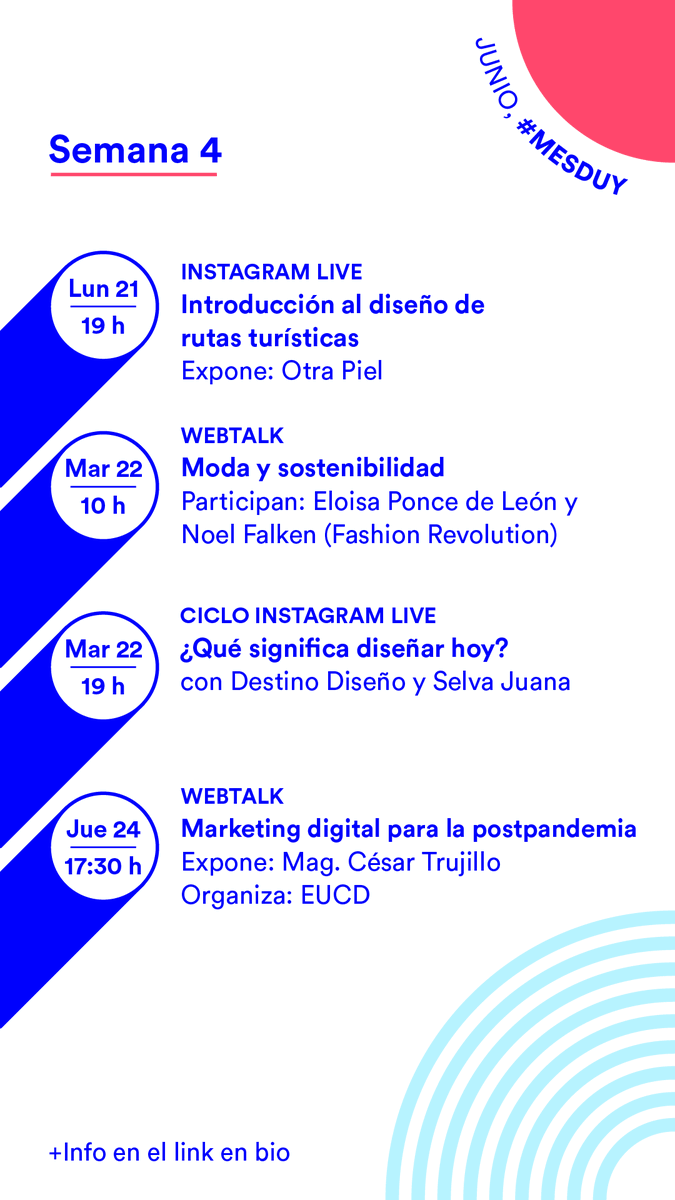 CDU_uruguay's tweet photo. La agenda sigue y sigue, mesas redondas, webtalks y conversaciones en vivo 🤯
Inscribite sin costo a las próximas actividades del #MesDUy
👩💻 https://t.co/AeEvMJUTXQ https://t.co/hqMHxuk0pc