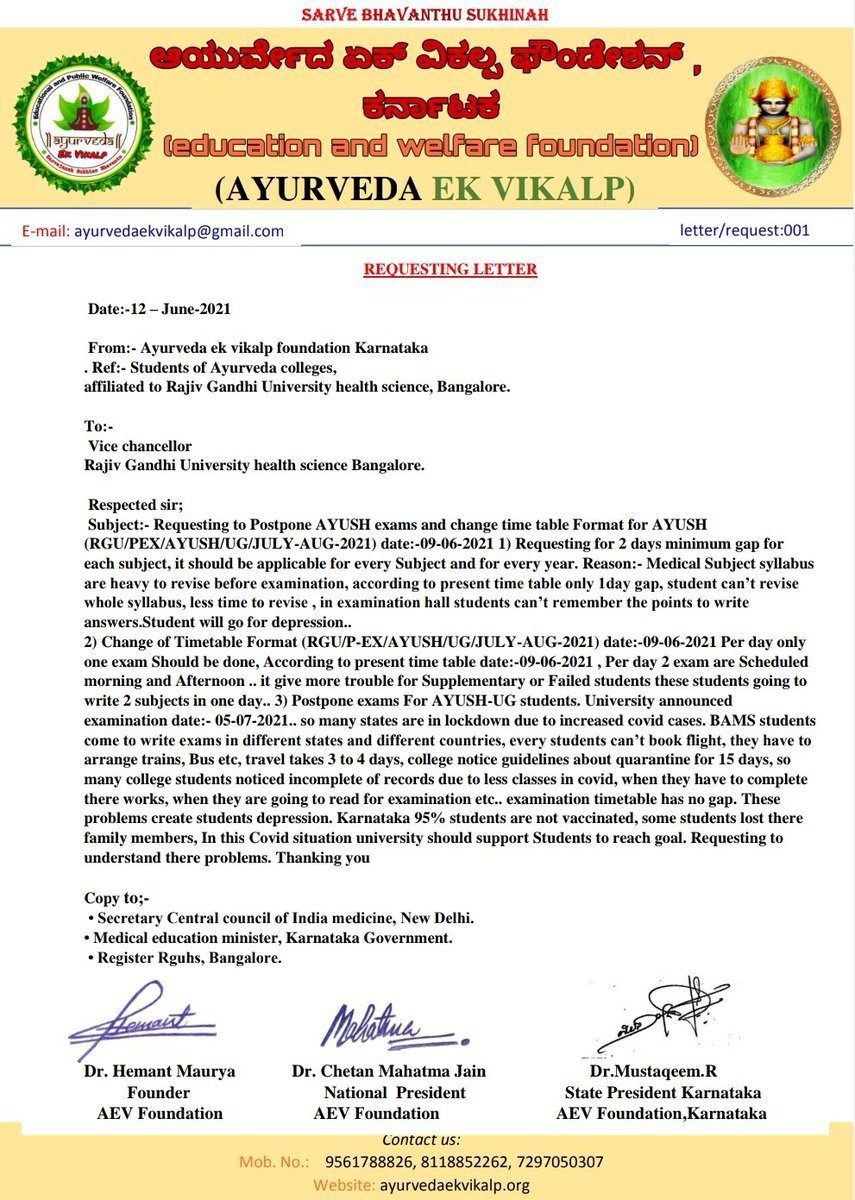 BlackWh40020895's tweet photo. @shripadynaik @VCRguhs @mla_sudhakar @NSUIKarnataka @shripadynaik @aayush_sf @vikalp_ek
#RGUHSAyushExamPostpone
#RGUHSUnderstandStudentsProblem
#RguhsPostponeAyushUgExams
#RguhsPostponeAyushExams https://t.co/HerDZJchQ8