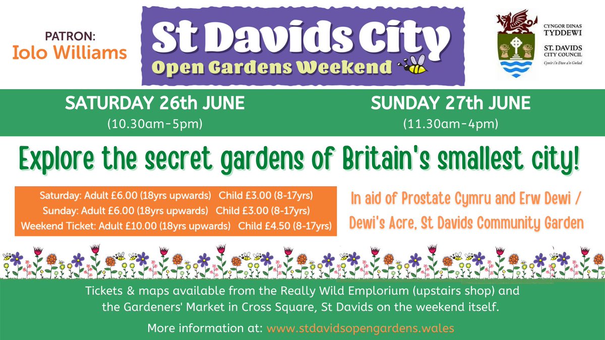 Great to be involved with #stdavidsopengardensweekend which takes place on Sat 26 & Sun 27 June. Check out the poster below & get your tickets from the #reallywildemporium in #stdavids or visit stdavidsopengardens.wales

#IoloWilliams #visitstdavids #visitpembrokeshire