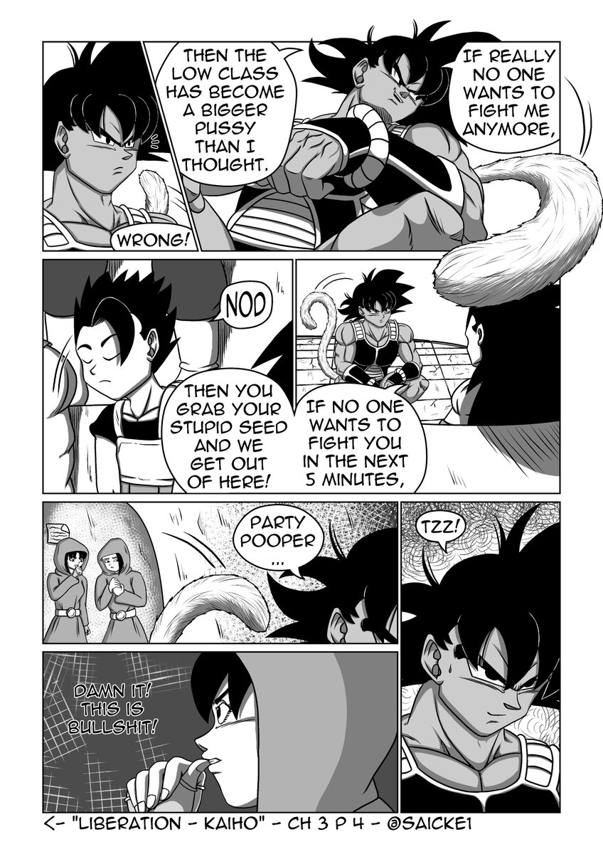 Chapter 3 - Page 4 of my doujinshi Liberation - Kaihō

"Party pooper!" =P
The whole fanmanga can be read here:
liberation-kaiho.carrd.co
deviantart.com/saicke/gallery…

#fanmanga #DBZ #DBS #dragonball #dragonballz #dragonballsuper #saiyan #turles #raditz #cabba #doujinshi #saicke #kaiho