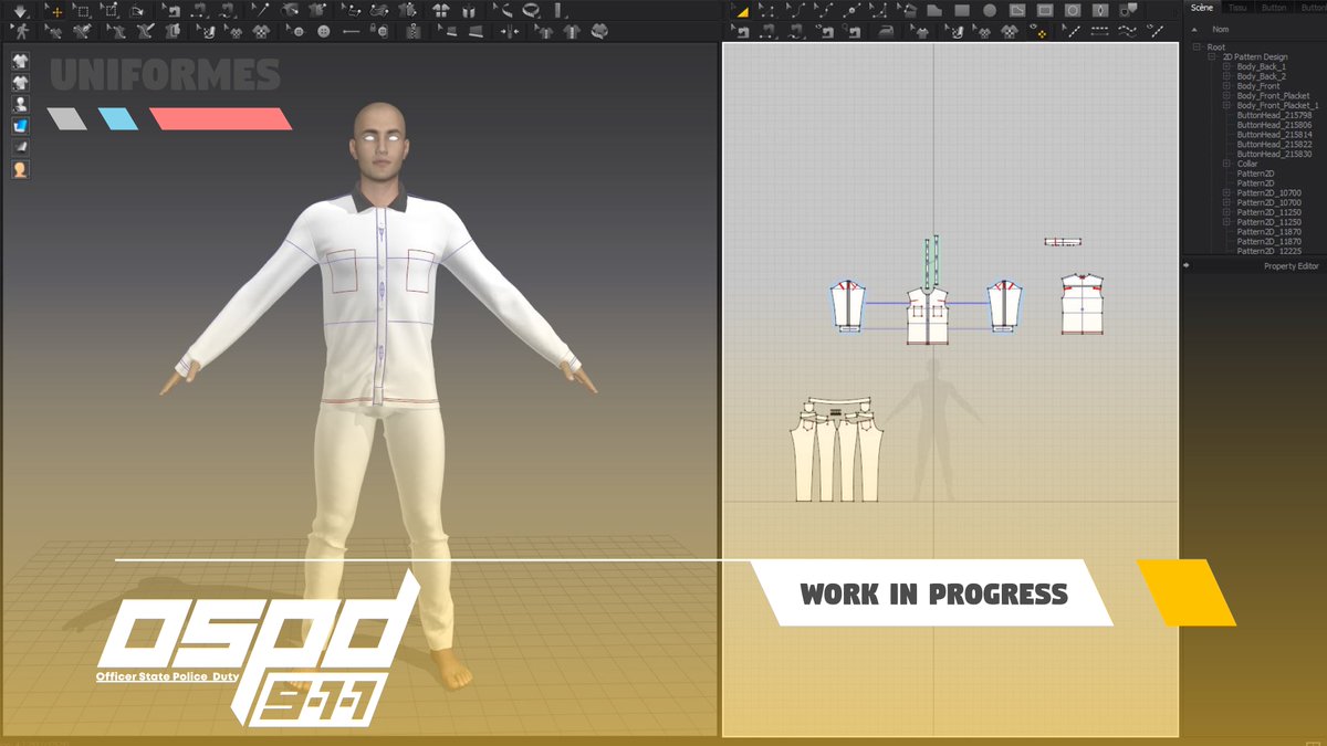 911policeduties's tweet photo. Nous travaillons également avec notre Artist 3D talentueux Johnny sur l'uniforme #characterdesign #CharacterAnimator #workinprogress #OSPD911 #Gamedev #Jeuxvideo #gamedesign #Gamer #gamedeveloper #GamingNews #UnrealEngine5 #Gamepolice #Simulation #madewithunreal #uniform https://t.co/Z1bFRqmi9z