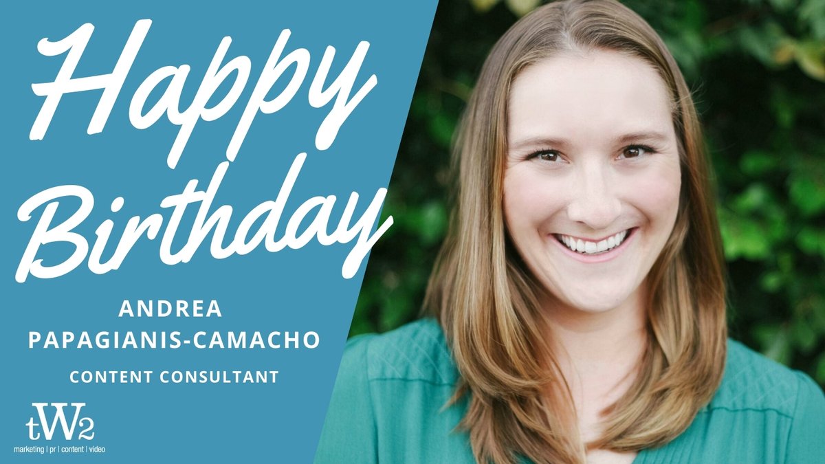 TW2Marketing's tweet photo. Happy birthday to TW2's content queen, @Andrea_Papas! We wish you a wonderful day filled with all of your favorite things, especially family & friends. #happybirthday #contentconsultant #marketing #marketingteam https://t.co/SEC08cDPXH
