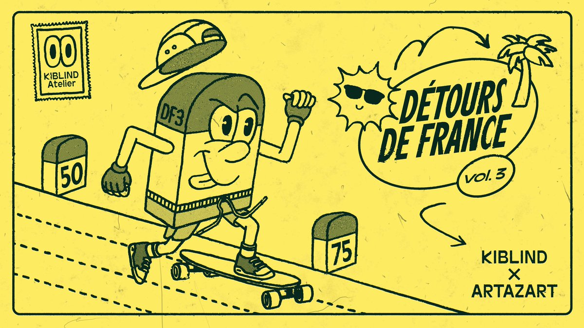 ☀️Cet été encore, Kiblind et <a href="/Artazart/">Artazart</a> ont demandé à des illustrateurs de réinventer des lieux incontournables français à la force de leurs crayons. 
🛹La collec de 12 affiches sera à découvrir en exclu chez <a href="/Artazart/">Artazart</a> à Paris le jeudi 1er juillet
> Event : bit.ly/2UiDeJC