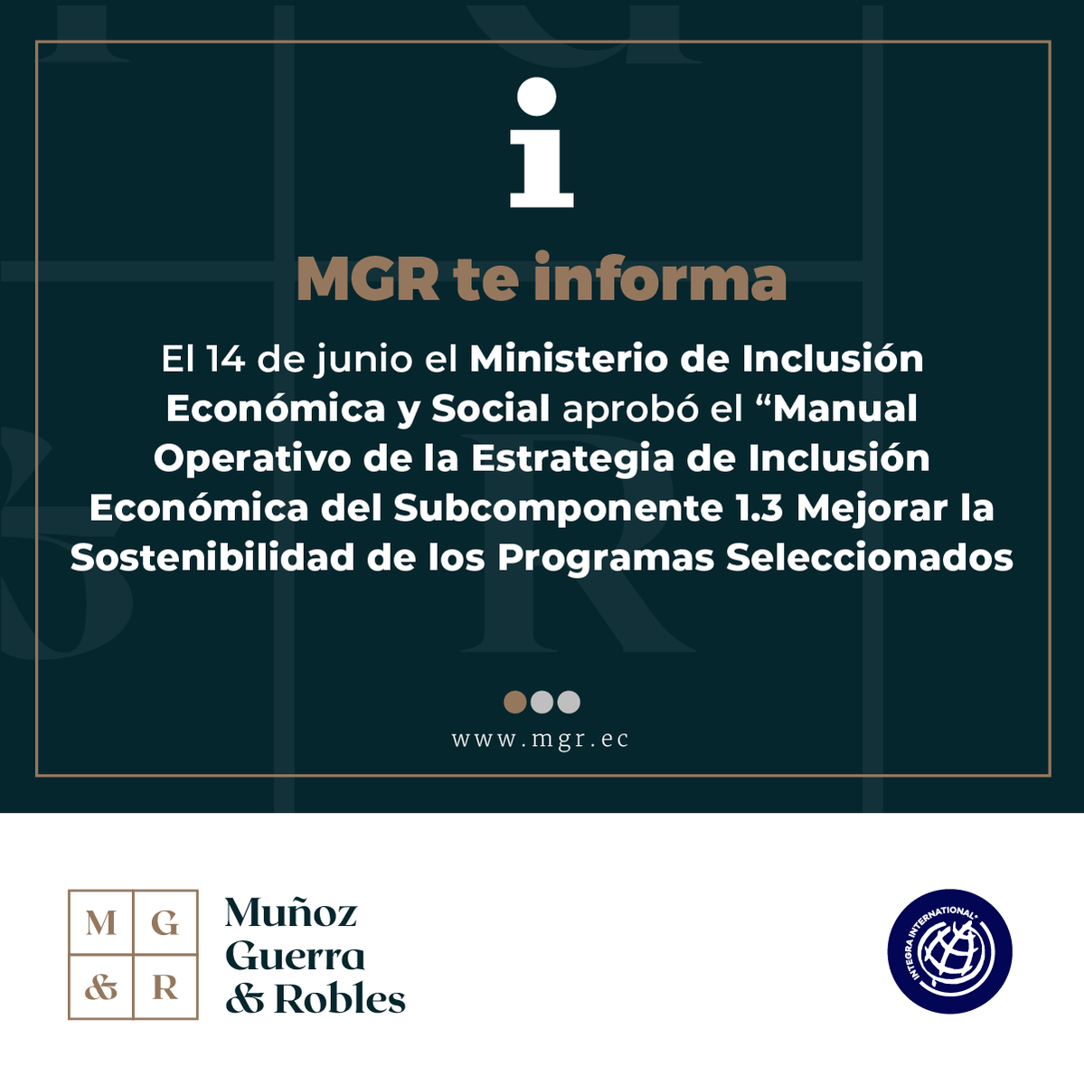 MGR_Ecuador's tweet photo. #MGRTeInforma el Ministerio de Inclusión Económica y Social aprobó la actualización del "Manual Operativo de la Estrategia de Inclusión Económica". Para más información visita nuestra página https://t.co/ic1OwCLXDj #MGRecuador #ecuador #MIES https://t.co/XVO61TpWdb