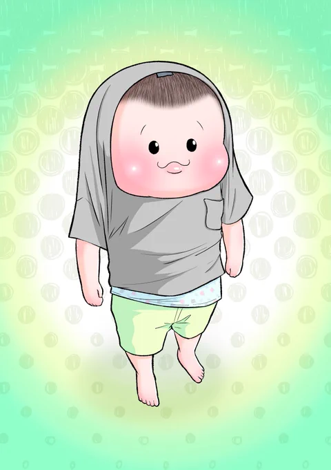 こんな格好でしばらく立ってた。
(ぷにお:3歳9ヶ月頃)
#育児絵日記 
