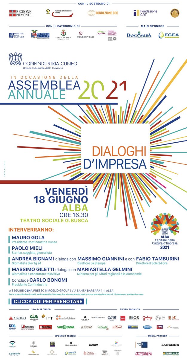 Carlo Bonomi (@carlobonomi_) on Twitter photo .<a href="/ConfindustriaCn/">Confindustria Cuneo</a> Assemblea Annuale 2021. #AlbaCapitale italiana della Cultura d’Impresa #18giugno con l’amico e Presidente Mauro Gola celebriamo con “Dialoghi d’Impresa” l’impresa stessa come soggetto protagonista di un #futuro migliore per la collettività #ConfindustriaxItalia .<a href="/ConfindustriaCn/">Confindustria Cuneo</a> Assemblea Annuale 2021. #AlbaCapitale italiana della Cultura d’Impresa #18giugno con l’amico e Presidente Mauro Gola celebriamo con “Dialoghi d’Impresa” l’impresa stessa come soggetto protagonista di un #futuro migliore per la collettività #ConfindustriaxItalia