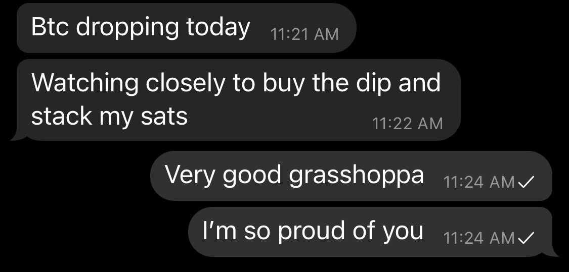It’s such a wonderful feeling to have the people you love take control of their money. #bitcoin #stacksats