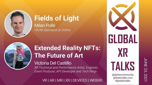 lostlightfield's tweet photo. Join us on June 23, 2021 to explore Fields of Light with Milan Pollé &amp; Extended Reality NFTs: The Future of Art with @ExtendedVictory 

Register now: https://t.co/iZYfjYXXYo
Live sessions starts at 19:00 CEST  / 10 am PDT

#NFTs #lightfields #GlobalXRTalks #VirtualReality https://t.co/c8IlZ1Y5X9