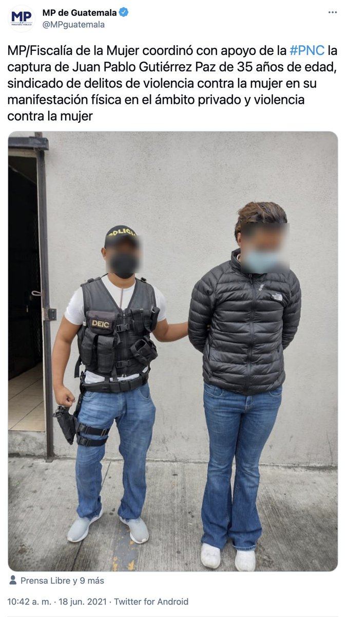 Juan Pablo Gutiérrez Paz, el abogado que en agosto de 2020 defendía al futbolista Marco Pappa, acusado de violencia física contra la mujer, fue capturado hoy en la zona 14 por el mismo delito. En 2018 también fue detenido por esa razón.