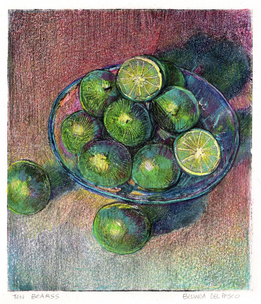 Fresh art from my #etsy shop: Lime Still Life Mini Monotype Print etsy.me/35xzRRx