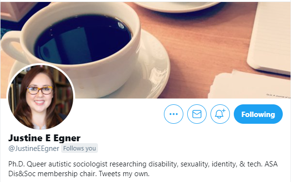 Sage_Publishing's tweet photo. Sociologist @JustineEEgner's research focuses on "questions pertaining to disability, health, illness, neurodiversity, gender, sexuality, and embodiment." 

Learn more about Dr. Egner and her research: https://t.co/lC2b7GV9t2 #QueerInSBS https://t.co/wm1IarBYYN