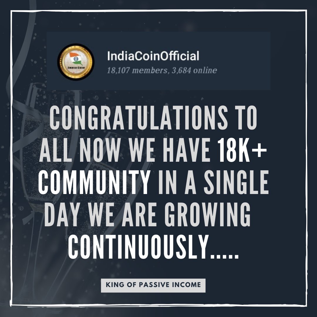 Indiacoin_IND's tweet photo. Congratulations to All, Now We Have 18k+ Community in a Single Day
We Are Growing Continuously............
.
.
#bitcoinindia #bitcointrader #bitcoiner #bitcoinguru #bitcoininvestments #bitcoinexchange #BitcoinIndia #feg #safemoon #binance
#IndiaCoin #india #INDGLOBAL #INDARMY https://t.co/NLQHFWlzUa