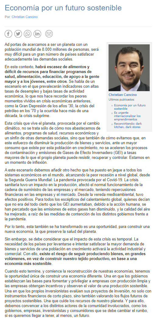 fenuchile's tweet photo. 📢 Opinión| “Existe el riesgo de seguir produciendo bienes, en grandes volúmenes, en vez de construir nuestro tejido productivo, en base a una #economía más #sostenible”🌎 señala el académico FEN #ChristianCancino en @Cooperativa.

https://t.co/8Eo3A1qjcA https://t.co/yKj4QaLG38
