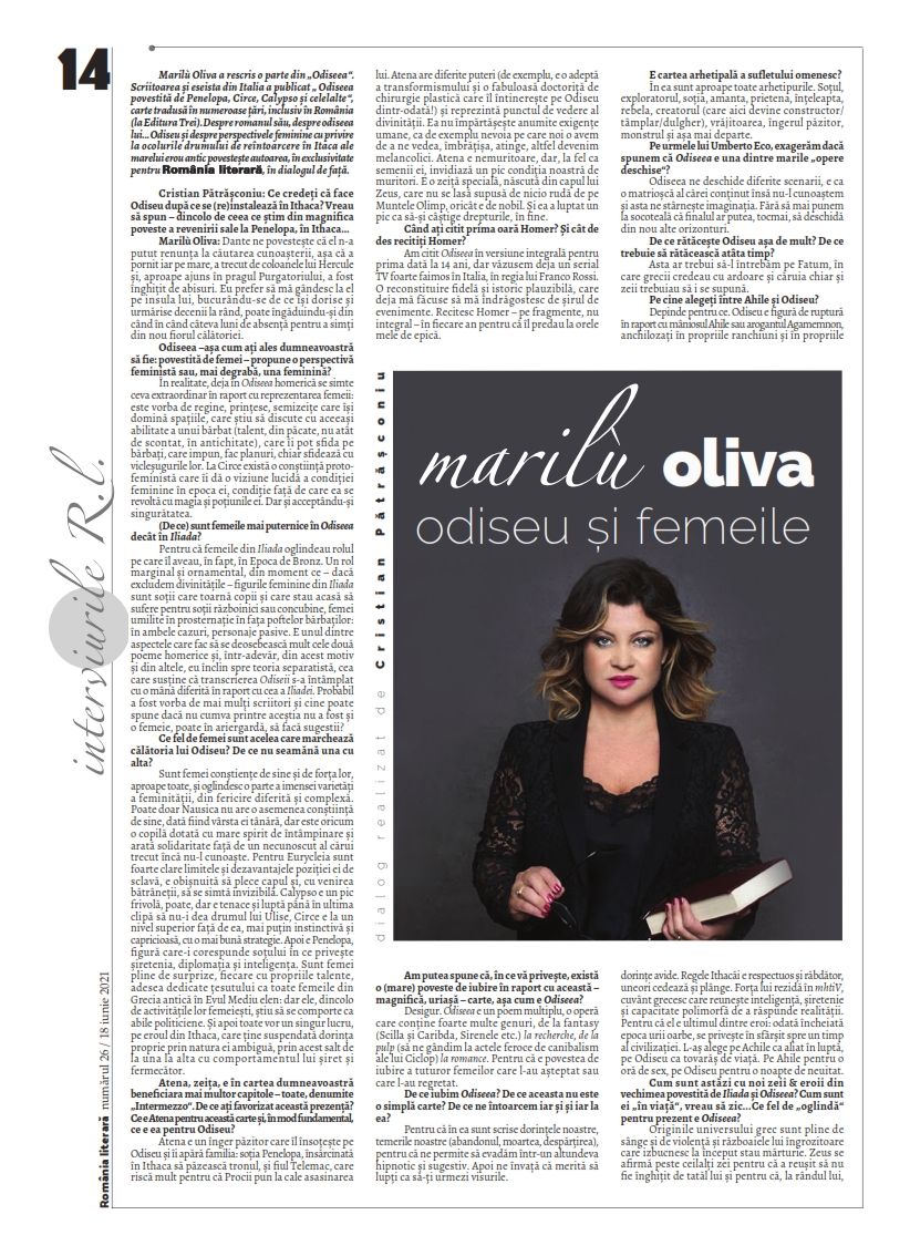 Anche da lontano #Ulisse fa sentire la sua permanenza e, quando torna, è come se non fosse mai partito. Tutto parla di lui. La mia prima intervista romena!