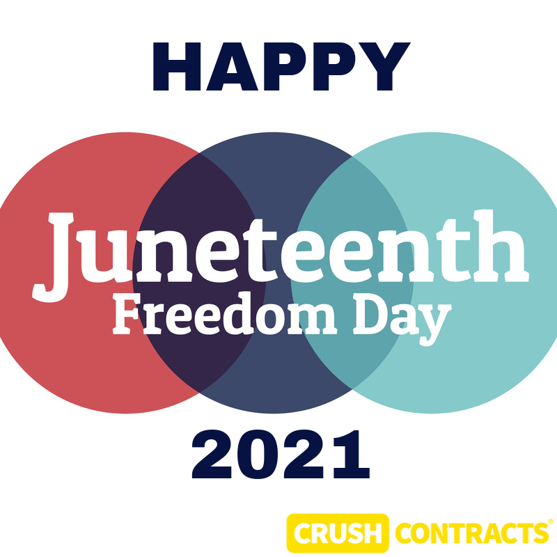 crushcontracts's tweet photo. Happy Juneteenth from CrushContracts.  Freedom and equality for all.  #Juneteenth #Juneteenth2021 #FreedomDay #Freedom #Equality #America #UnitedStates #Unity https://t.co/SiKYeEIGDO