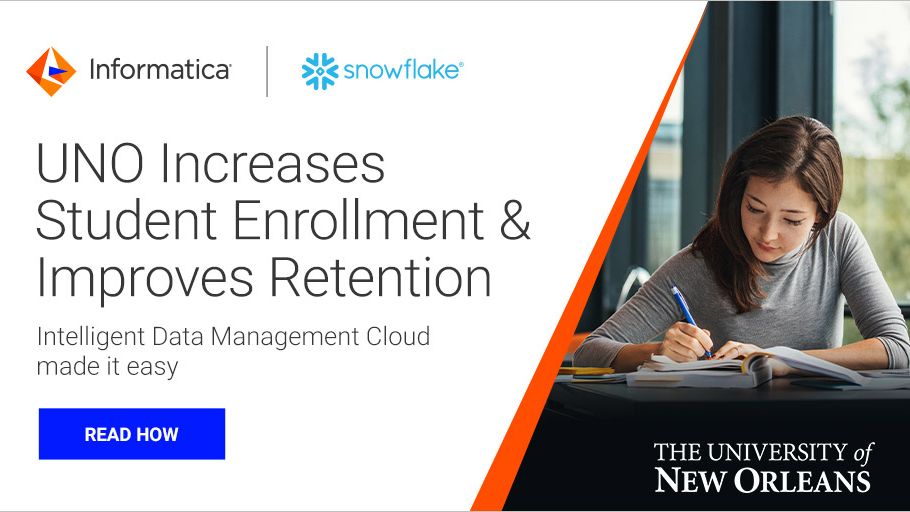 Informatica's tweet image. “The combination of #Informatica and @SnowflakeDB makes it very easy for our analysts to access the #data they need, allowing them to focus on student recruitment and retention.” - Chief Data Architect at @UofNO

Read more: infa.media/2U6vFW9. #DataDisruptor