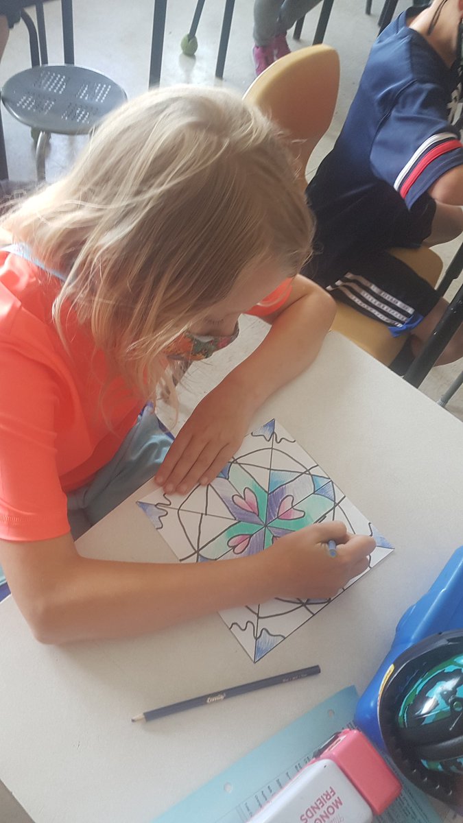 MadameRand's tweet photo. Spanish tile art progress! We've been working on coloring in the different shapes with a variety of values from light to dark to add dimension and they are so lovely! https://t.co/AzWRjTKBz0