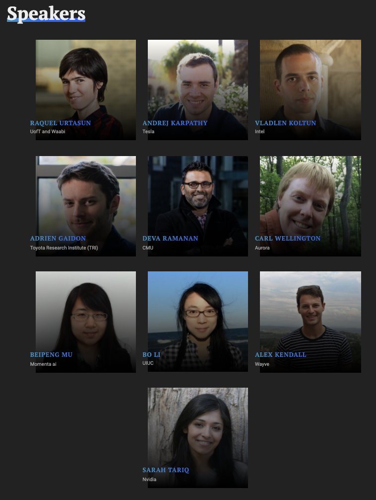 We are hosting Workshop on Autonomous Driving again this year <a href="/CVPR/">#CVPR2025</a> 2021. It features a list of amazing speakers as well as challenges on Waymo Open Dataset and Argoverse! Happening on June 20! cvpr2021.wad.vision
