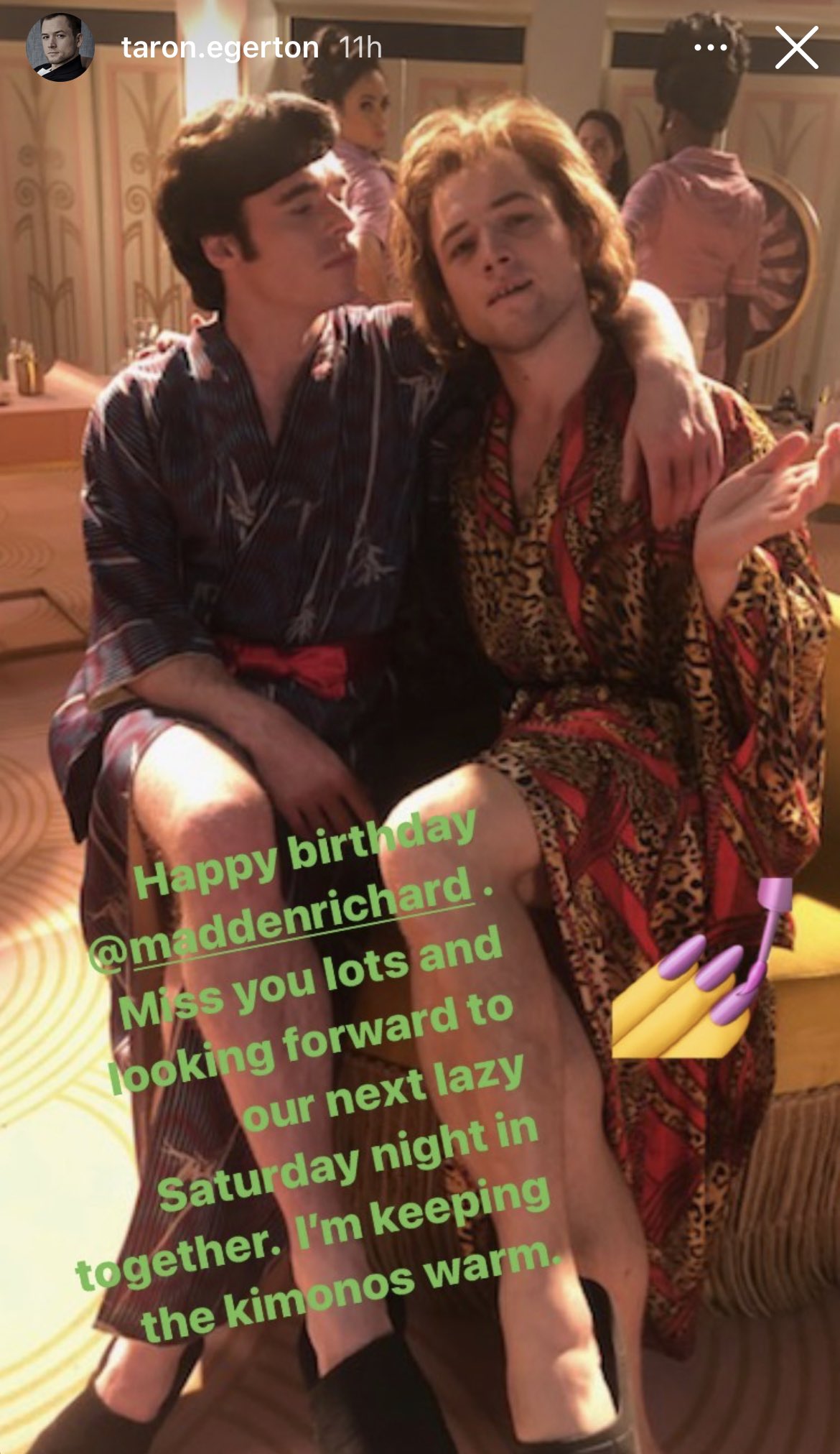 Taron wishing Richard Madden a Happy Birthday 