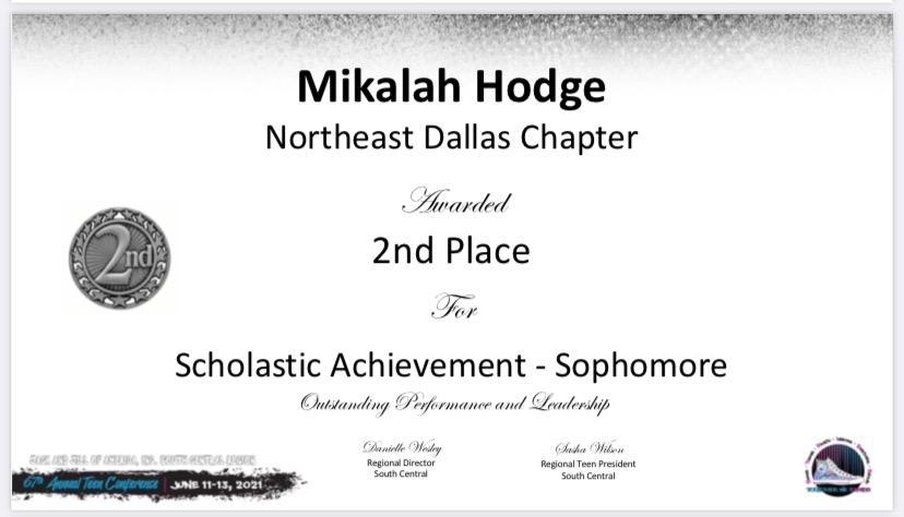 NortheastJack's tweet photo. Congratulations to our own Mikalah Hodge for her 2nd place finish in the Teen Conference Scholastic Achievement - Sophomore competition. Congrats Mikalah!
#TeenConference #NEDTeens #NEDJackandJillInc #JackandJillInc #JJSouthCentralRegion #SCRTC2021 #SCRTEENS #TogetherWeStride2021 https://t.co/SQb3zRY4DW