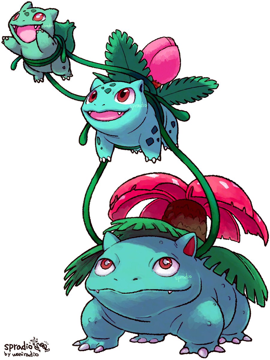 フシギダネ「つるつるたかいたかい
#Bulbasaur #フシギダネ 」|Spradio🐊ThanksVF!😺✨のイラスト