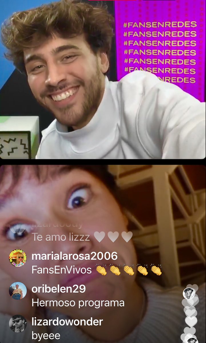 marylarosa2019's tweet photo. @lolaindigomusic @Domenech_Caro estuvieron en #FansEnRedes por el ⬇️
IGLIVE de @fansenfwtv.
Junto a @lizardoponce @china_viale y nosotros, lo pasamos súper genial 👏👏👏👏👏👏👏👏👏 https://t.co/aT9rAIxUZk