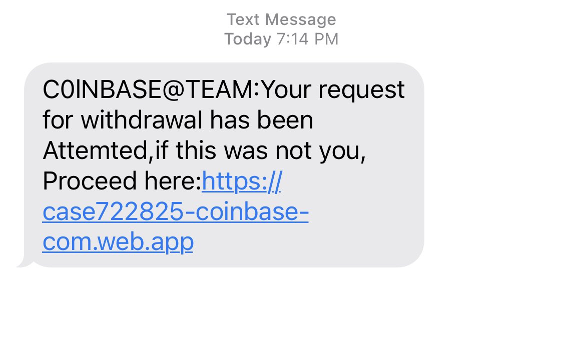 digitalassetbuy's tweet image. Looks like a @coinbase scam text going around.  Do Not click!
