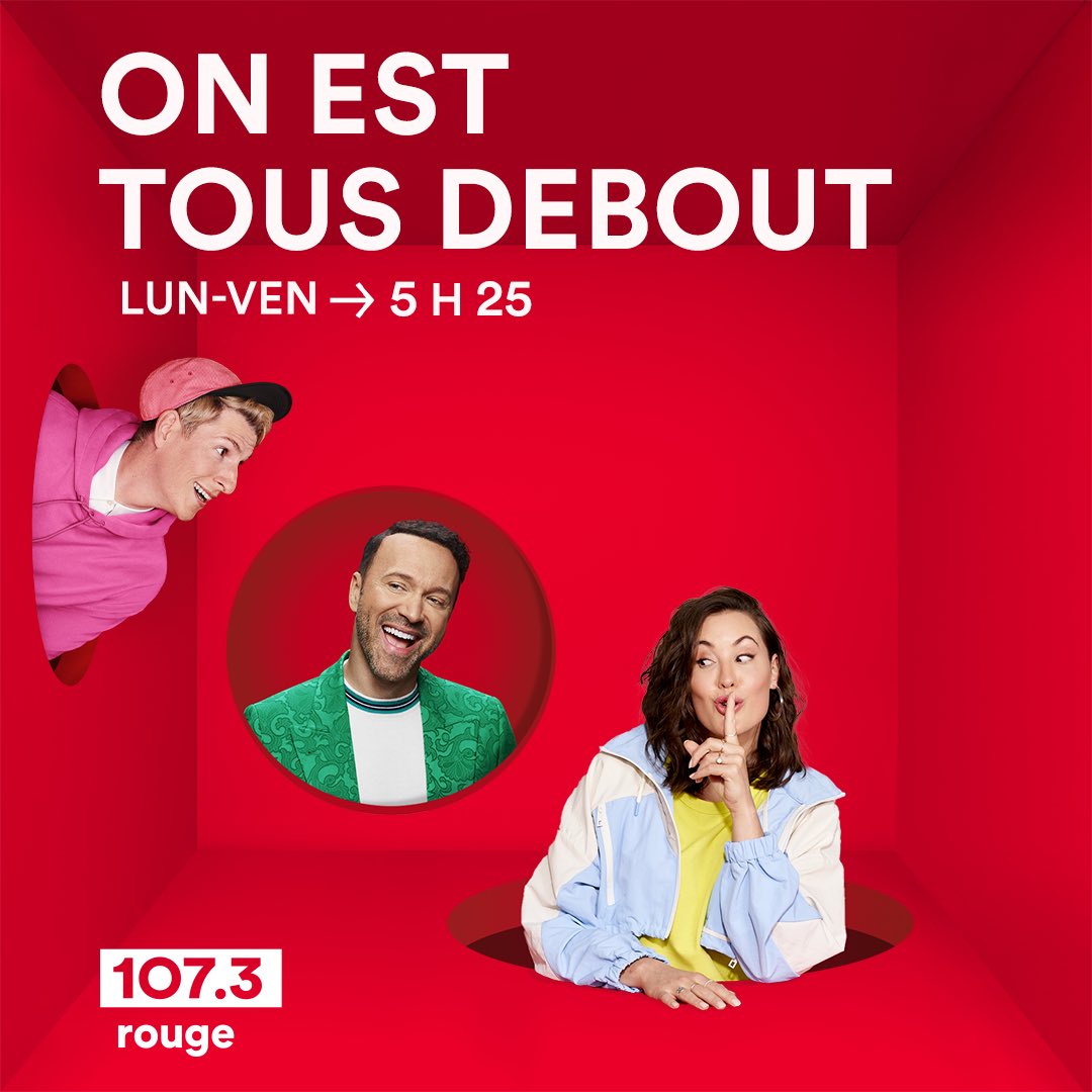 La radio commence ce lundi matin 5:25 à 8:30 du lundi au vendredi au <a href="/1073Rouge/">107,3 Rouge</a> avec les amis @MrGuiPin &amp; Joanie Gonthier!