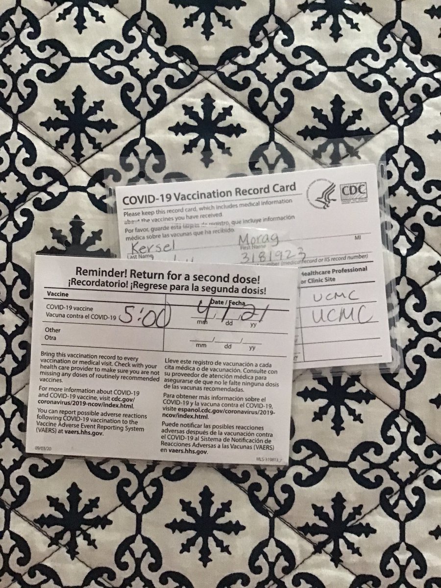 Just used a leftover academic meeting badge for our vaccination cards #academichack