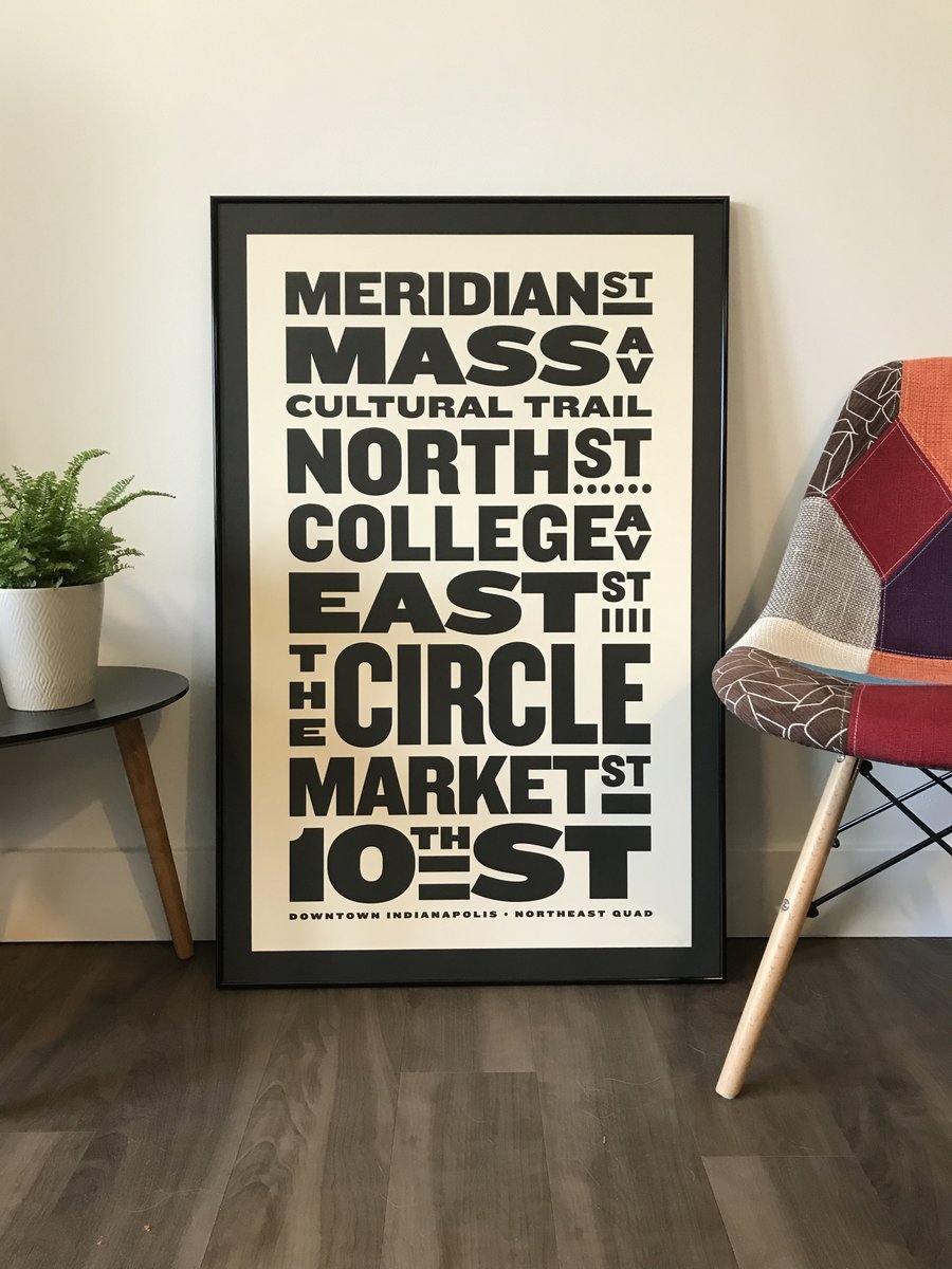 StudioF60's tweet photo. Northeast Indy Quad poster, 24x36, available at @homespunindy along with a lot more great stuff. Go see ‘em. #shoplocal #indy #streets #poster #loveindy #massave #massaveindy https://t.co/iDV43Sw1bq