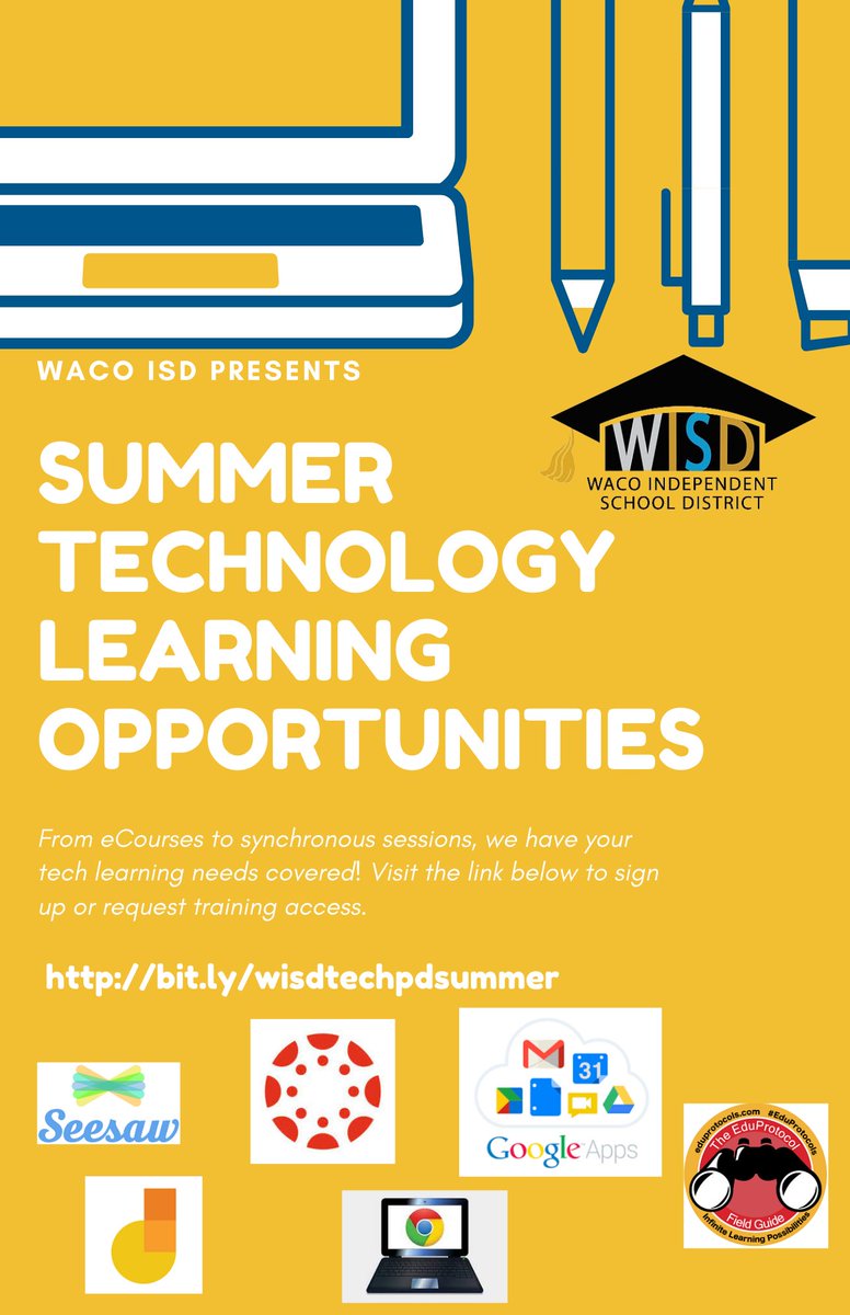 WacoISDBL's tweet photo. @WacoISD - Next week is jam-packed with learning! Check out these offerings for technology! @jerrynallen_ 

Visit the link below to register or request training:
https://t.co/eHzMBd6fJr https://t.co/Mib7tkyCyu