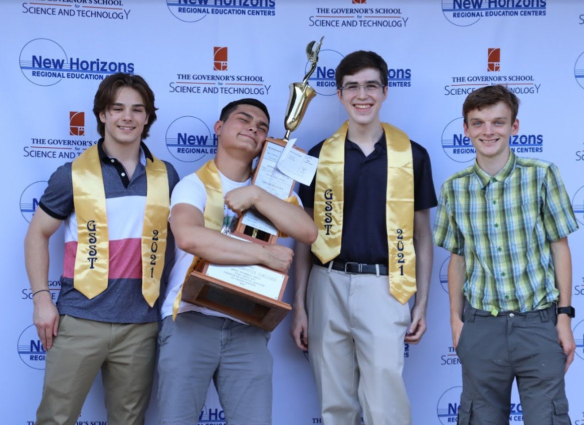 GsstPhysics's tweet photo. WHRO presented a trophy to our winning team during the graduation ceremony.

1st Place — Object-Oriented Programming (from left to right)

— Sawyer Czupka
— Ernesto Garza
— Walker Knapp
— Timothy Dacier
— Woody Hulse [not in the picture]

@NHREC_VA #WeAreNewHorizons #NHGSST https://t.co/4HtnIn7dZ9