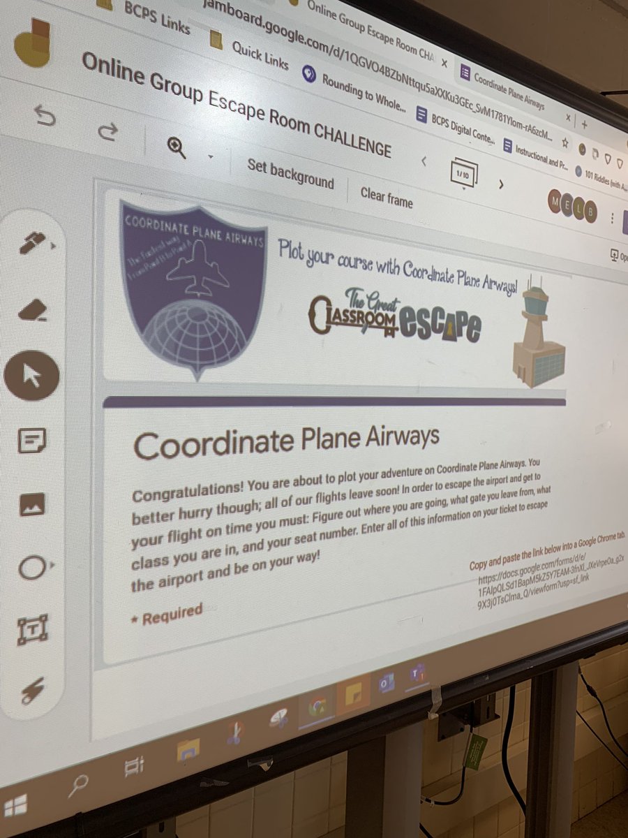 We escaped! 🎉 Students showed such cooperation and determination as they solved various math problems to “escape the Coordinate Plane Airways!” #teamwork #marsstars