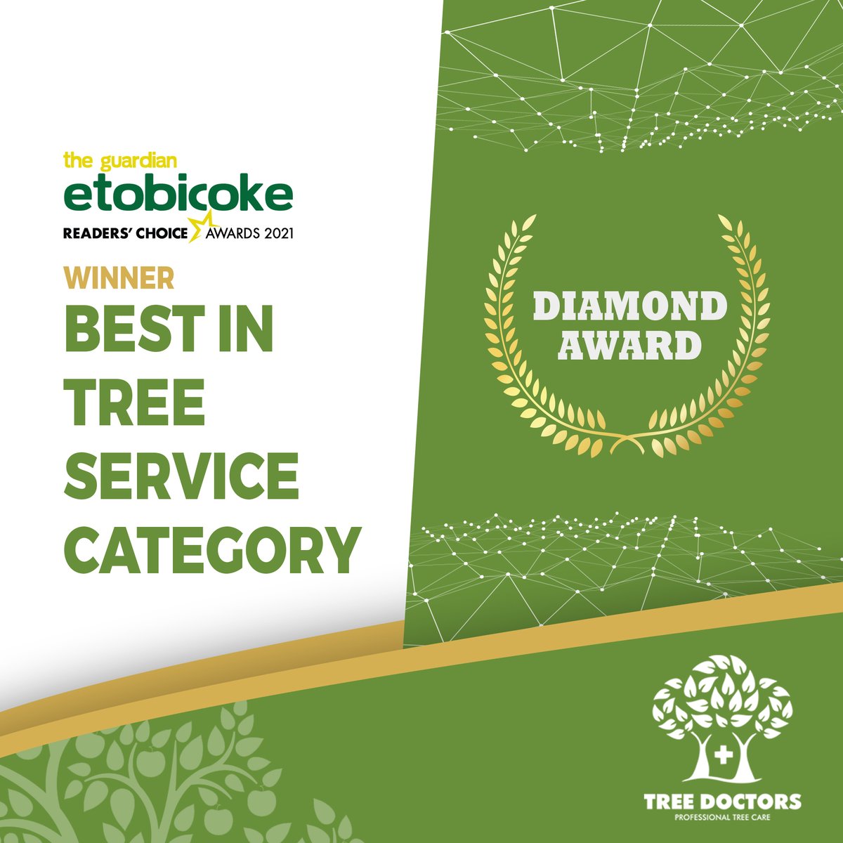 We're thrilled to announce that Tree Doctors has won Diamond in the Etobicoke Guardian Readers Choice 2021! This wouldn't be possible without our lovely customers and our amazing team. Thank you so much! ❤️🌳