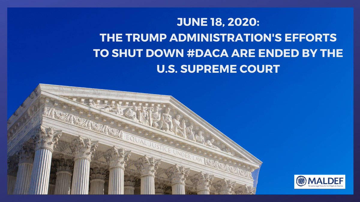 Today we mark the 2020 Supreme Court ruling that rejected Trump's dishonest efforts to end #DACA.  It's time to recognize the contributions of #DACA recipients &amp; create a pathway to permanency for them. maldef.org/2020/12/a-hist…