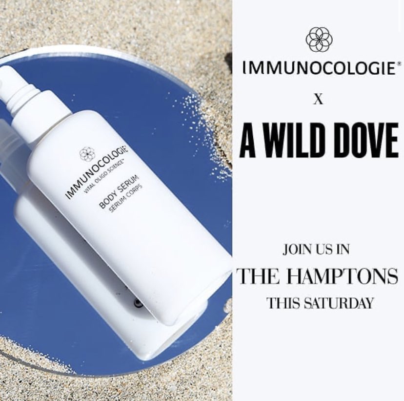 Are you looking for something fun to do this weekend in the #Hamptons? ✨☁️ Stop by the <a href="/SoleEastMontauk/">Sole East Resort</a> for the <a href="/awild_dove/">A Wild Dove</a> X Immunocologie collab! 

For more details, see our most recent Instagram post!