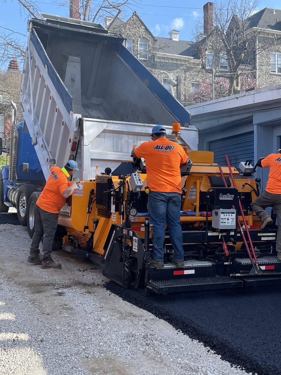ALLOUTSealcoat's tweet photo. ALL OUT brings quality #asphalt installation to heavily trafficked parking lots, roads and community settings. Check out this recent #paving project over crushed concrete for Reading Storage. Can you recognize the Reading, PA landmark?🏯 https://t.co/fdQgZkuEU4