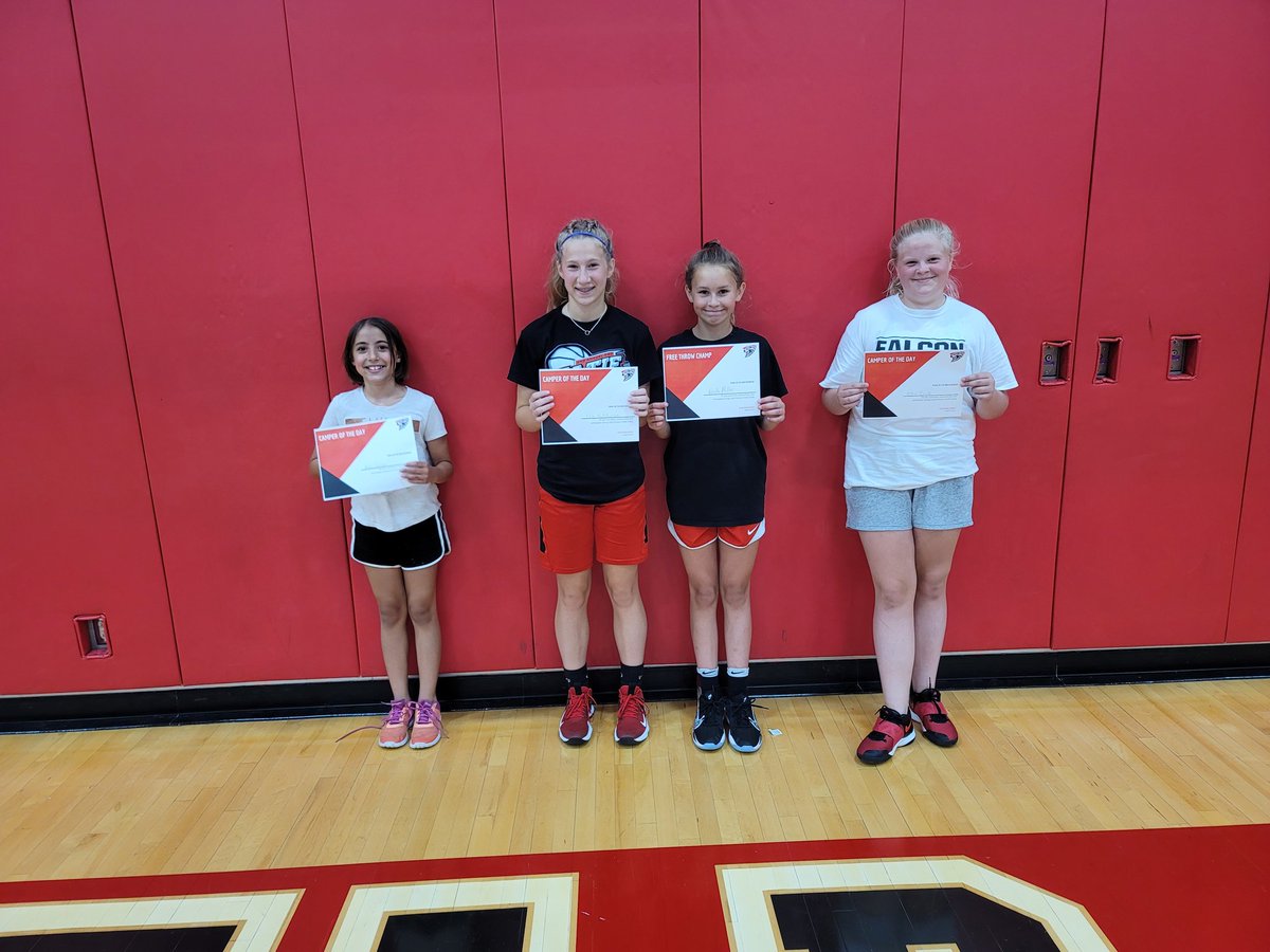 FUHSLadyFalcons's tweet photo. Our Day 1 and Day 2 Campers of the Day! It's so hard to choose because all of our campers are given crazy effort! It's making youth camp a lot of fun! 
#FutureLadyFalcons #FalconPride https://t.co/ZAIhbnosWB