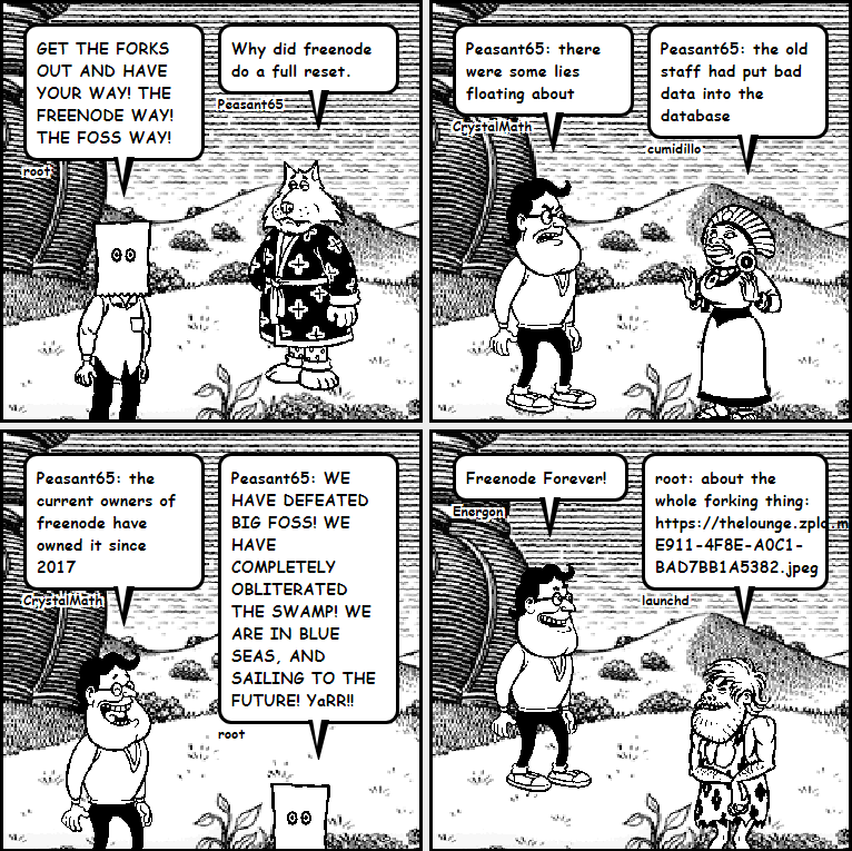 plainoldchair's tweet image. #freenode MELTDOWN NEWS AT NOON: I regret to inform you that Andrew Lee is back on his bullshit, and consequently, so am I.
(note: root = Andrew Lee)