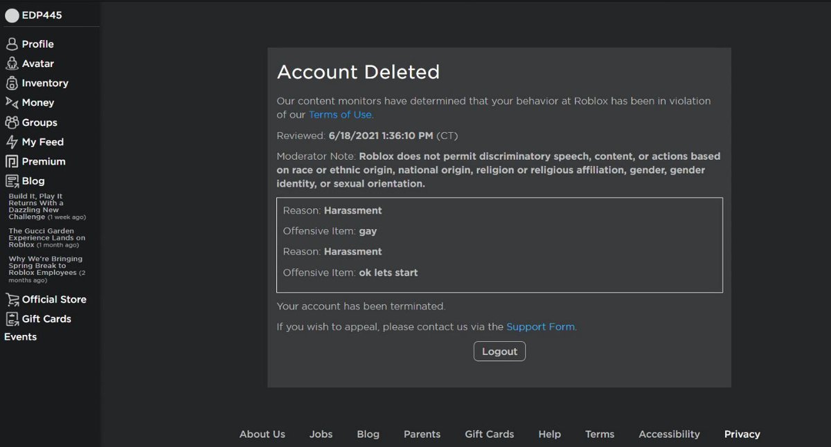 kkkblock's tweet image. @Roblox why. #robloxban #robloxbanwave