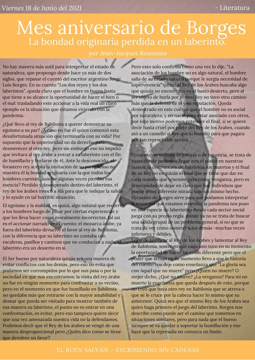 RousseauPPSnew's tweet photo. Revista "EL BUEN SALVAJE" edición nº 02 #Contractualistas14 #MesAniversarioBorges @m_legui13 https://t.co/1h7XTVdVTt