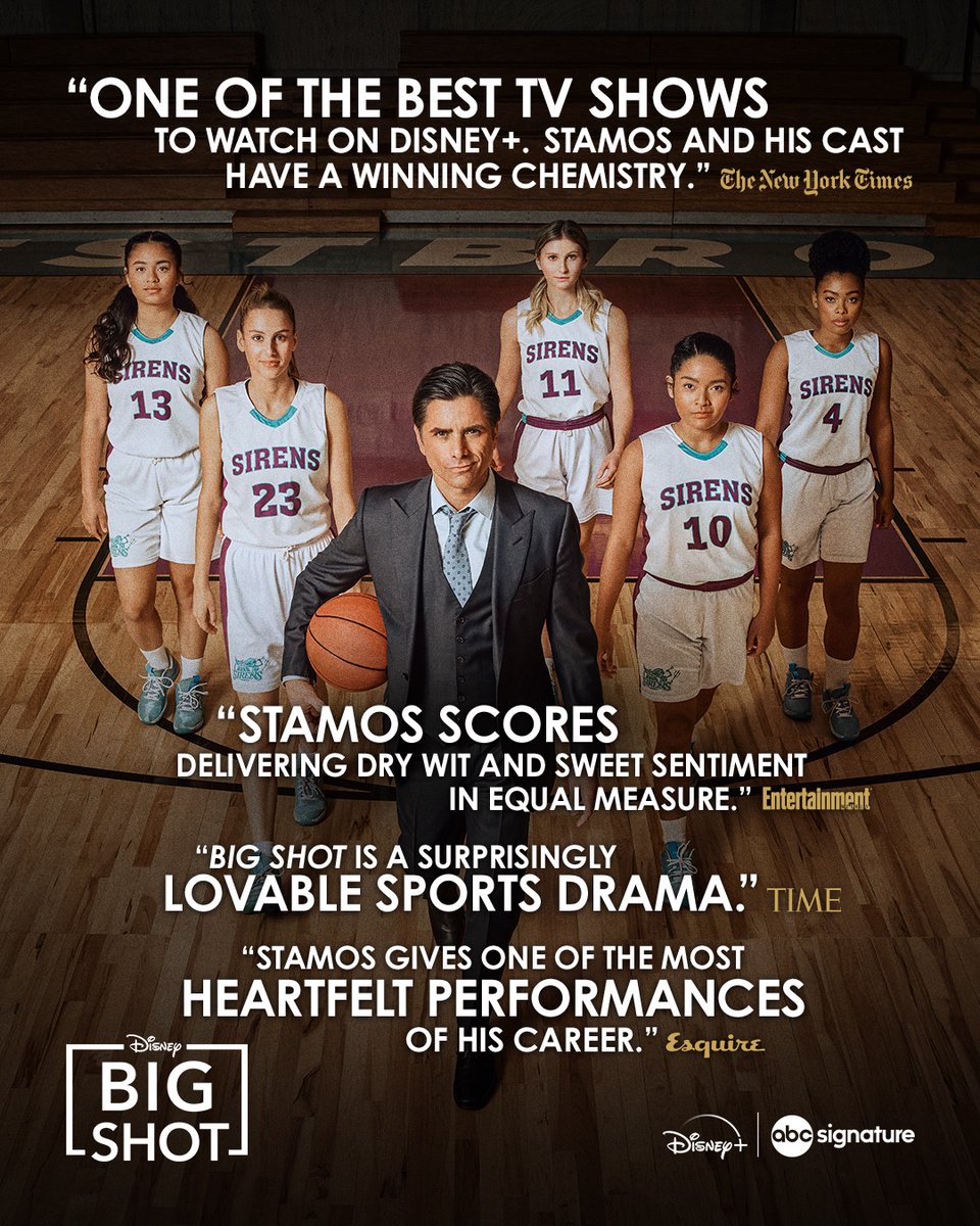 JohnStamos's tweet photo. Thank you all for supporting and watching our show, BIG SHOT. The finale is up today. So for you ‘bingers’ here’s your chance to watch all 10 I love this show &amp; especially this talented cast &amp; crew! Special thanks to my friends at @disneytvstudios who have been so supportive. https://t.co/EE1pbbLl6k