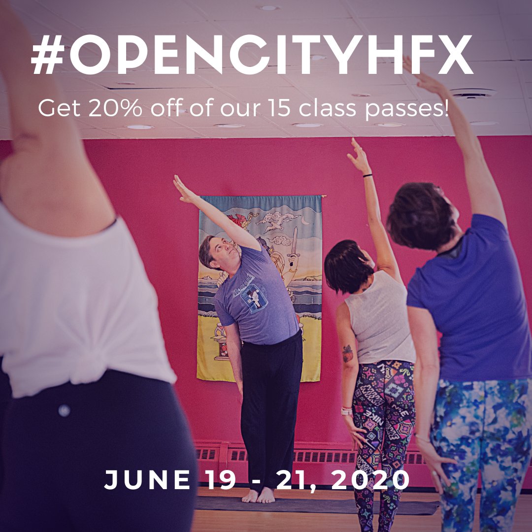 TAYS_YOGA's tweet photo. Halifax Open City Sale

Get 20% off of our 15 class passes THIS WEEKEND ONLY for #OpenCityHFX! 

*Sale goes from June 19 to 21 to celebrate #InternationalYogaDay!

Click here to purchase online: https://t.co/jxiABN4lIu https://t.co/y4X8UcTZ7c