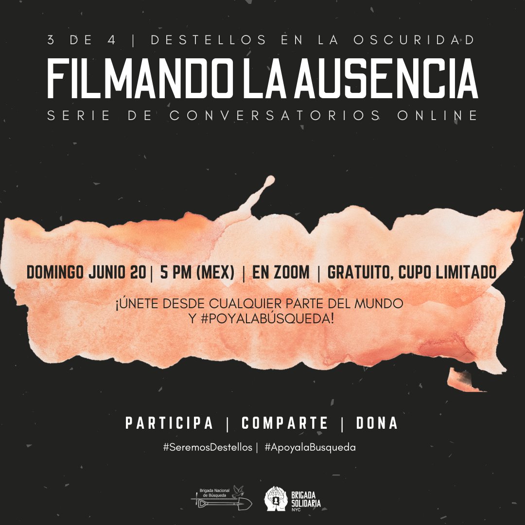 BrigadeCanada's tweet photo. 🎞 #SeremosDestellos ¿Cómo construir memoria en tiempos de violencia desde el cine? Encuentro México-Paraguay a través de las miradas de Paz Encina y Everardo González.

20 de junio | ⏰ 5PM (MX)

🎟 #ApoyaLaBúsqueda boletos: https://t.co/v0h5XbKHJ6
@PazEncina1 @elever_gonzalez https://t.co/o6ymQc3Vhp