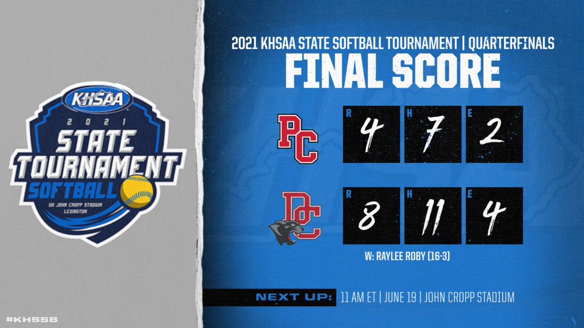 KHSAA's tweet photo. STATE SOFTBALL: Daviess County advances to face Lewis County at 11 a.m. ET in Saturday's semifinals at John Cropp Stadium.

#khssb https://t.co/Jlbs5Olrs3
