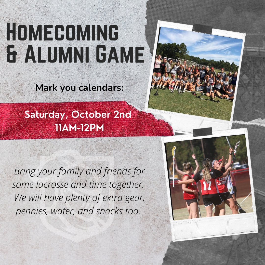 We are so excited for our alumni game !!!! Mark your calendars, we can’t wait to see everyone 😍 #AbbeyWLax #RaisetheRed #AlumniGameisBAC