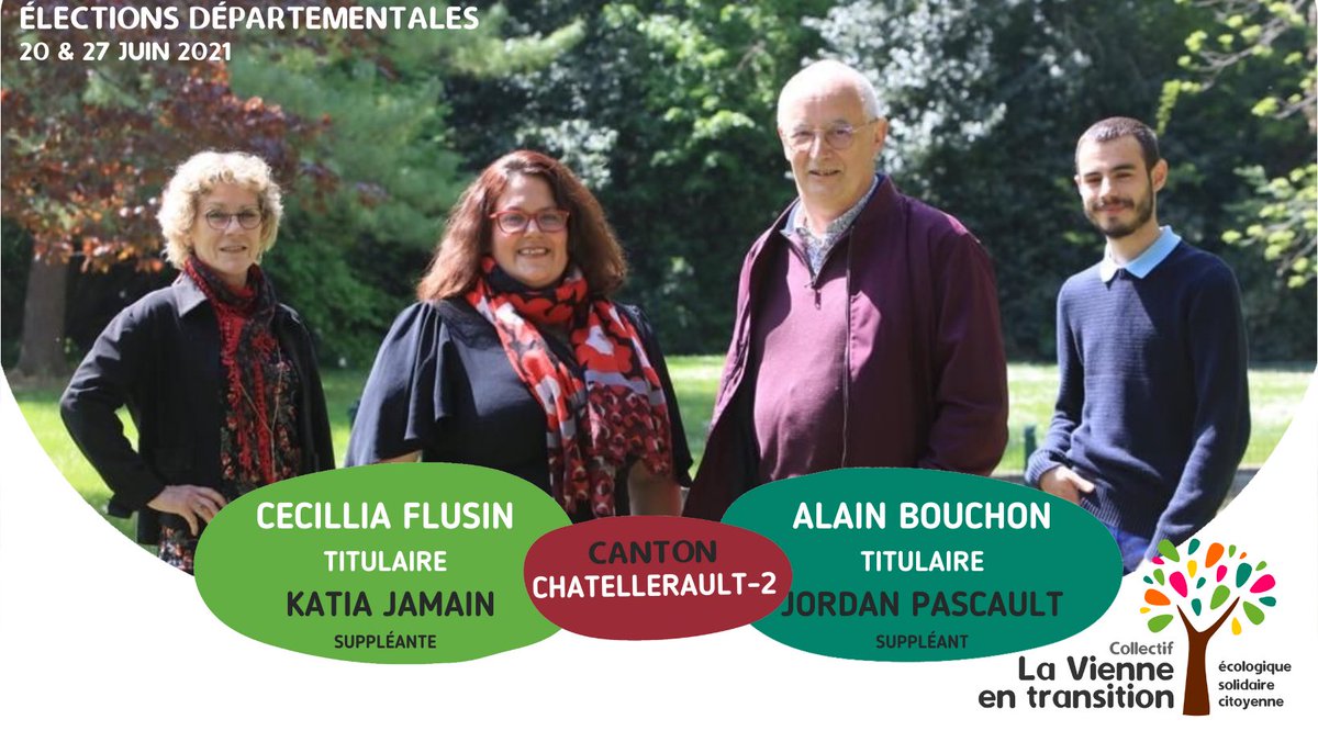 LVETChatel2's tweet photo. ✅ Dimanche 20 juin, faites le choix d’un canton plus solidaire, écologique et démocratique en votant La Vienne en Transition ! 

👉🏽 Votez Cécillia Flusin - Alain Bouchon ! 

#Départementales2021
#JeSoutiensLaTransition https://t.co/Er7mhe3Mdm